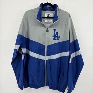 Starter Mens Los Angeles Dodgers Full-Zip Nylon Jacket Blue Grey XL LSI5E930LAD
